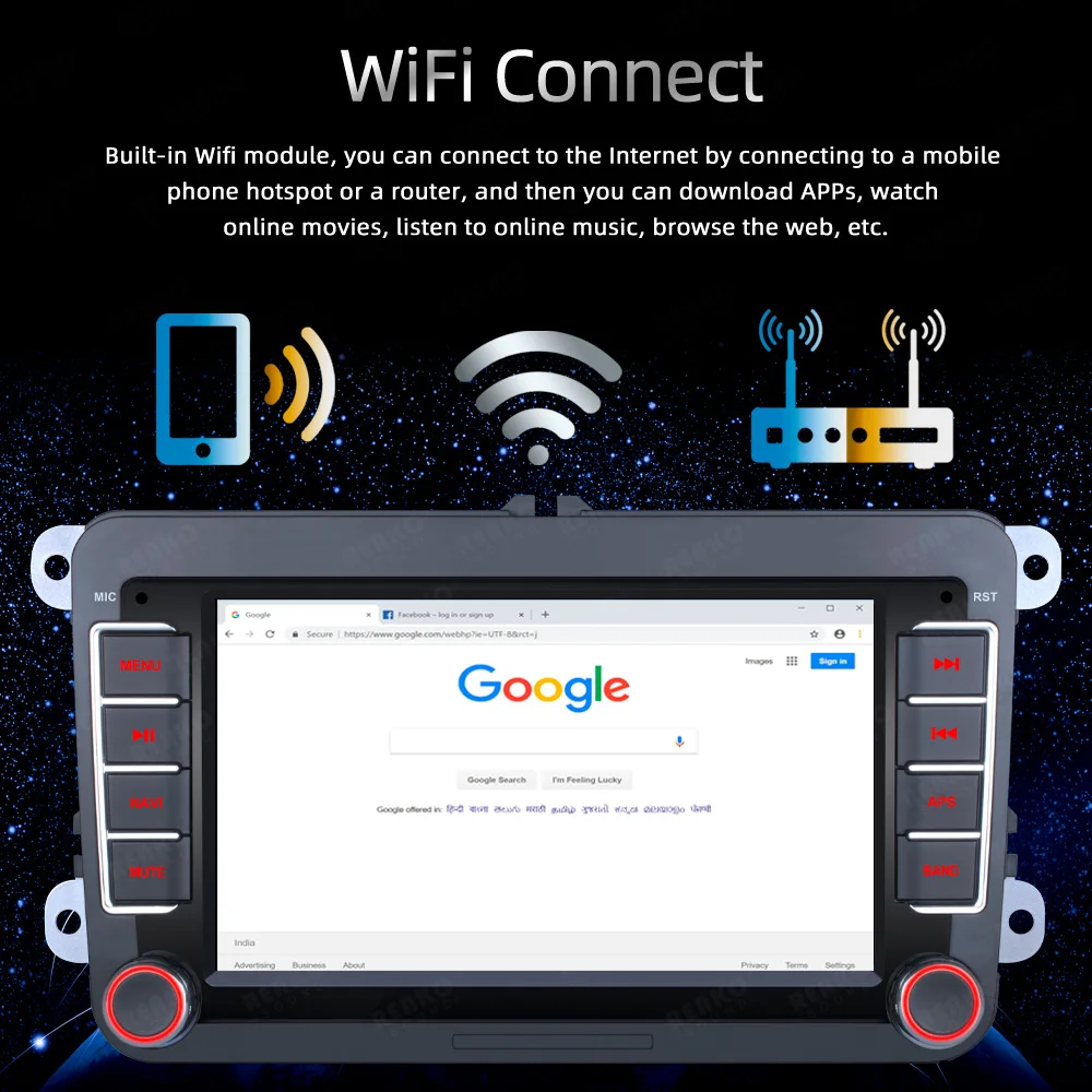 For VW Volkswagen GOLF MK5 MK6 Jetta Passat CC Car Stereo Radio GPS Carplay BT 7'' Touchscreen Double Din