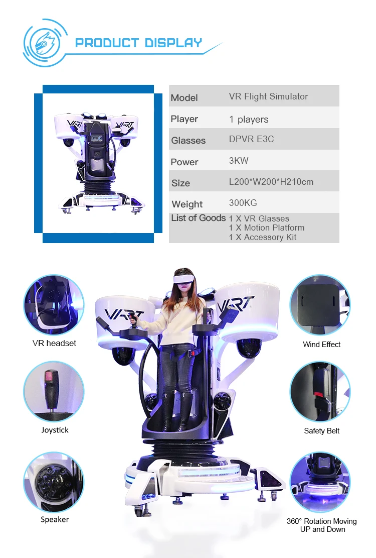 Guangzhou vr/ar/mr equipment virtual reality hardware fly simulator vr arcade game machine