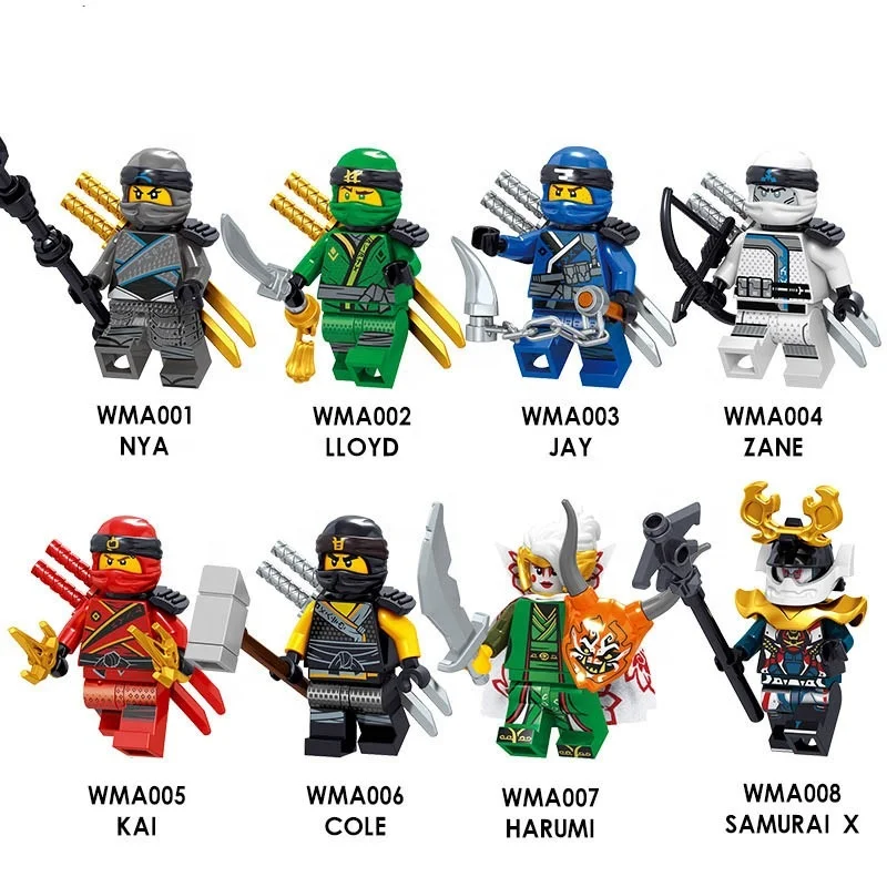 Compatibilité Lego Ninjago Minifigures Kai Jay Zane Lloyd Cole Nya Wu Char Akita 