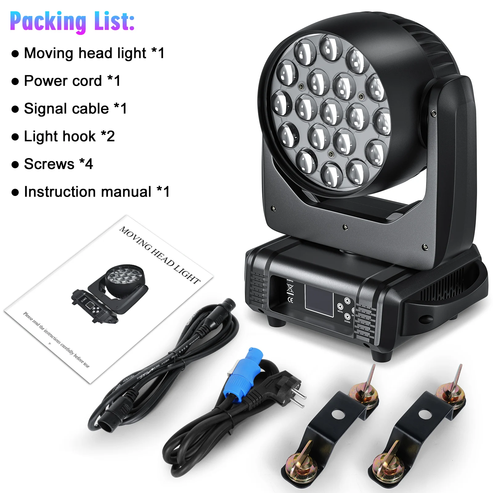 U King Professional RGBW Stage Light - 19 LED Zoom DMX
