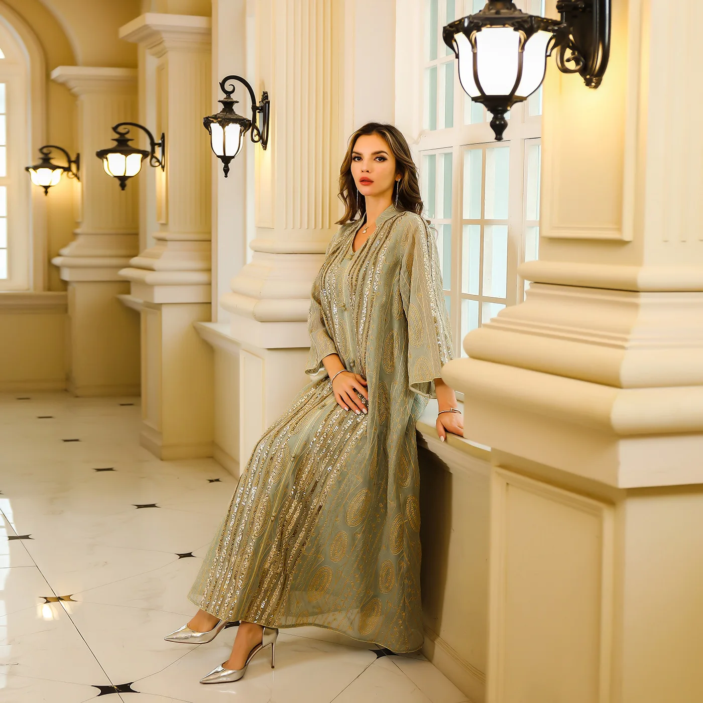 Alibaba.com: S-01 2024 Eid Luxury Islamic Clothing, Egyptian Green Bling  Sequin Party Gowns for Women : Source verified suppliers with OEM  capabilities and global shipping options