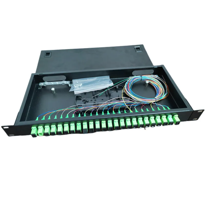 Fixed Simplex SC UPC 1U 24 Ports Fiber Optic Patch Panel 19 Inch Standard Installation for ODF Network Cabinet