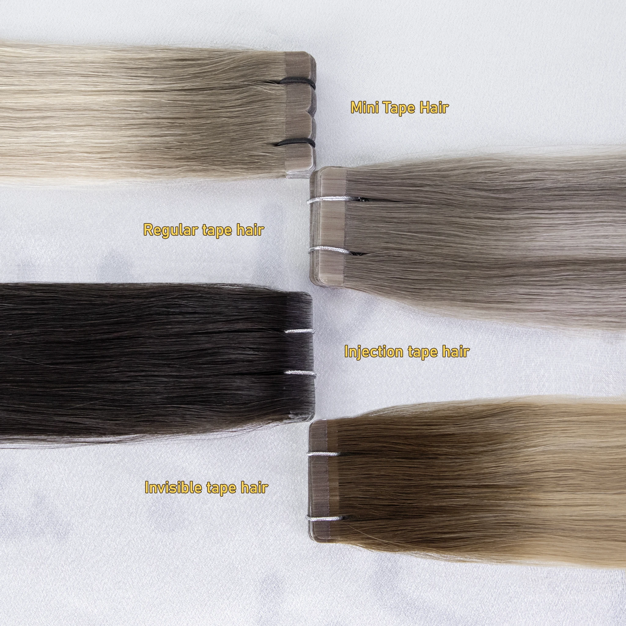 Long Wholesale Long Invisible Mini Blonde Indian Injected Tape in Weft Human Hair Tape Hair Extensions (light color) details