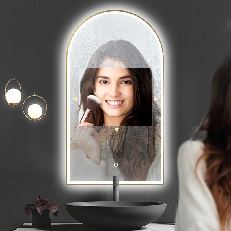 Modern Wall Mounted Led Mirror With Light,Support Defogging Dimming And Listen Music Bath Mirror