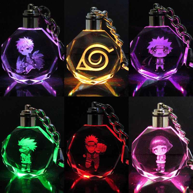 Custom 3D Laser Engraving LED Light Crystal Bottle Keyring