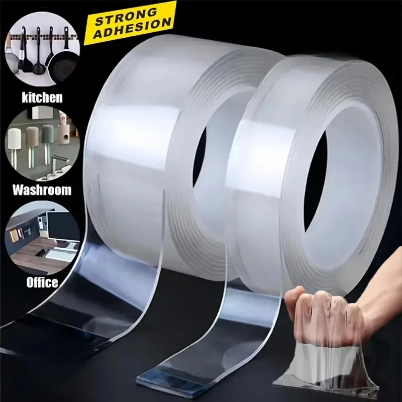 Clear Double Sided Nano Tape Bubble Kit Die Cut Washable Gel Grip Tape with Acrylic Sticky Adhesive Made of Polyester