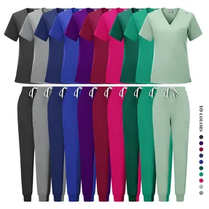Cheap Breathable Knitted Unisex Hospital Scrubs Set for Doctors-Quick Drying Medical Scrubs Uniform Beauty Health Split Scrubs