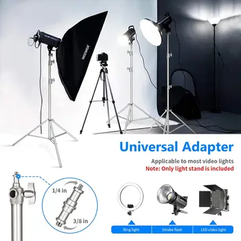 Neewer 118"/3m Stainless Steel Light Stand, Spring Cushioned Heavy Duty Photography Tripod Stand With 1/4 to 3/8 Universal product image