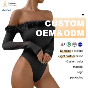 Lism Custom OEM ODM Ladies Fashion Black Long Sleeve Bodysuits for Women Lint off Shoulder Top Sexy Bodysuit