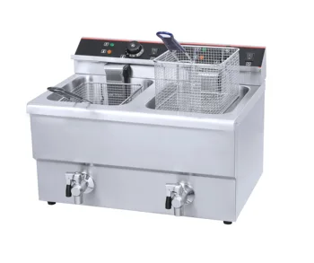 2 Tank 2 Baskets Temp Range 0-190°C Capacity 2x12L Power 2x3250W Model HEF-12L-2 with Oil Drain Valve Electric Deep Fat Fryer