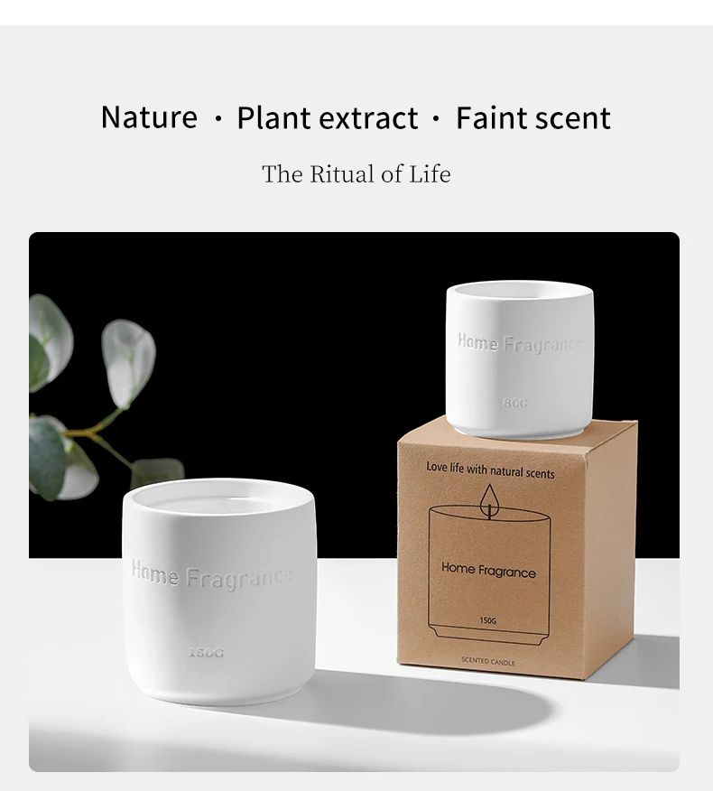 Wholesale Custom 80g 150g White Ceramic Jar Strong Luxury Scented