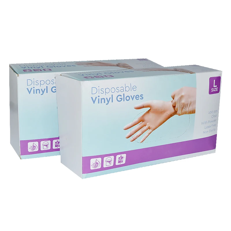 Non Latex Powder Free Food Grade Disposable Clear Color Vinyl Gloves