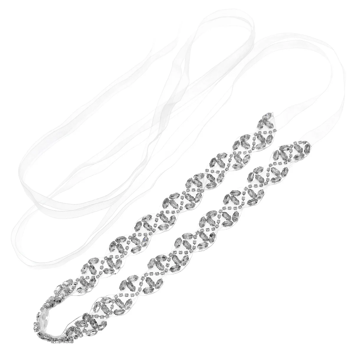 Shiny Rhinestone Bridal Belts Silver Elegant Waist Chain with