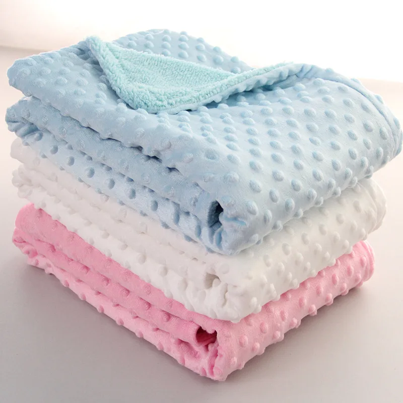 Baby Blanket & Swaddling Newborn Thermal Soft Fleece Blanket Winter Solid Bedding Set Cotton Quilt Infant Bedding Swaddle Wrap details