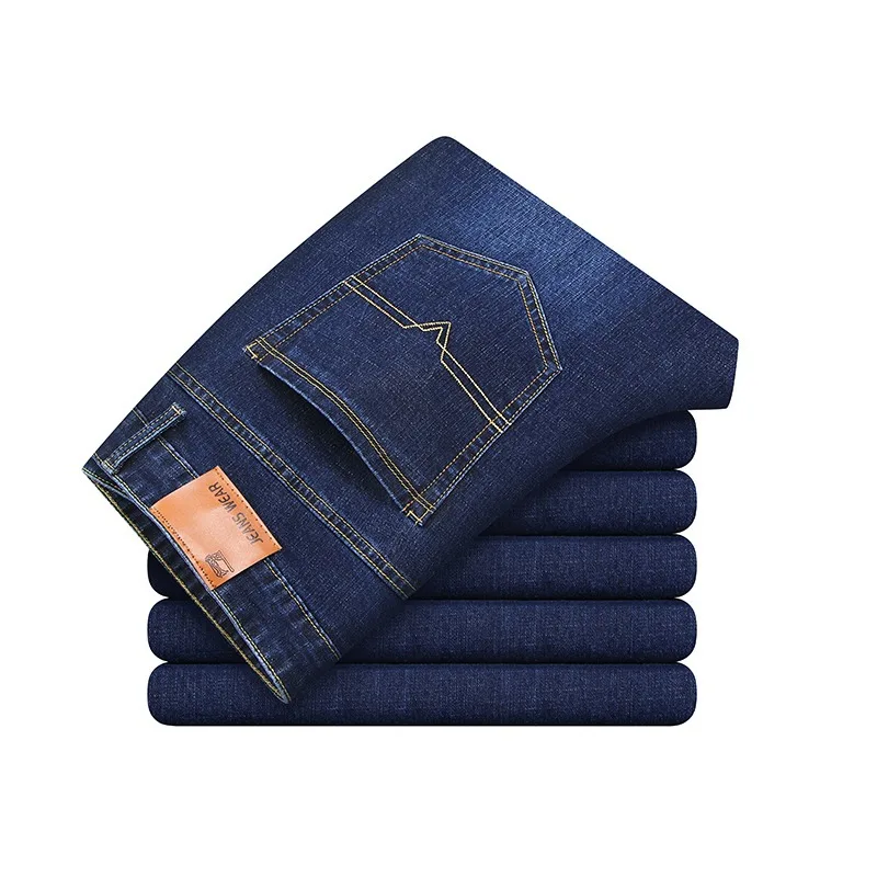 Nouveau pantalon droit slim en denim pour homme avec élastique surdimensionné adapté aux affaires et aux loisirs_voghion.com