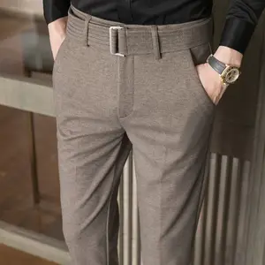 High-end Autumn and Winter Casual Pants Wrinkle-free Thickened Trousers Men's Business Straight-leg Brushed Pants