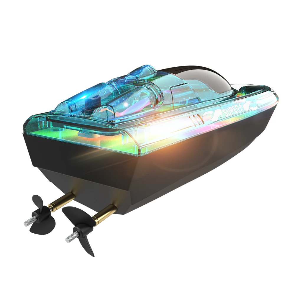 Flytec V555 Fast RC LED Light High Speed Remote Control Racing Boat Waterproof Model Toys Ship for Adult or Kid Gift in Pool