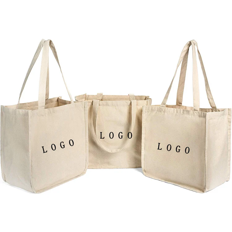 Organic Cotton Canvas Market Tote Custom Tote Bag Logo 
