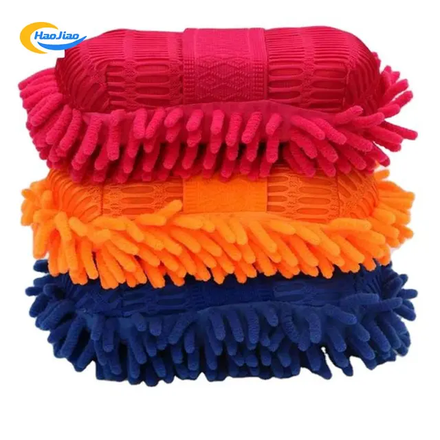 Good Quality Microfiber Car Motorcycle Wash Cleaning Towel Chenille Car Sponge Block