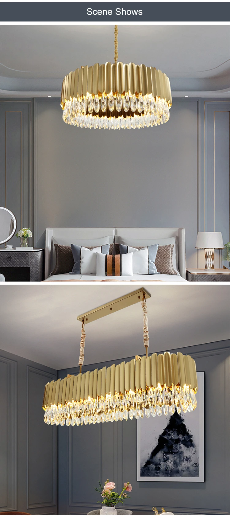 pmj8605 factory customization indoor decoration american fashion crystal led pendant light -4