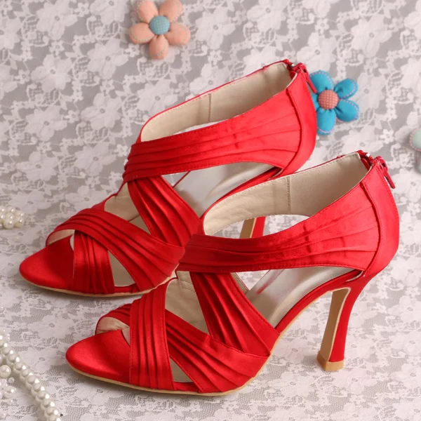 Wide Fit Red Faux Snake Strappy Block Heel Sandals | New Look