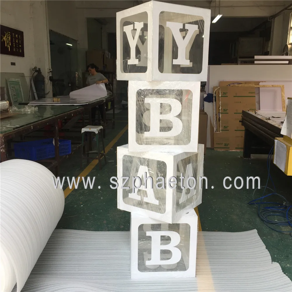 Clear Acrylic ABC Baby Shower Box, Baby Blocks for Party Supplies