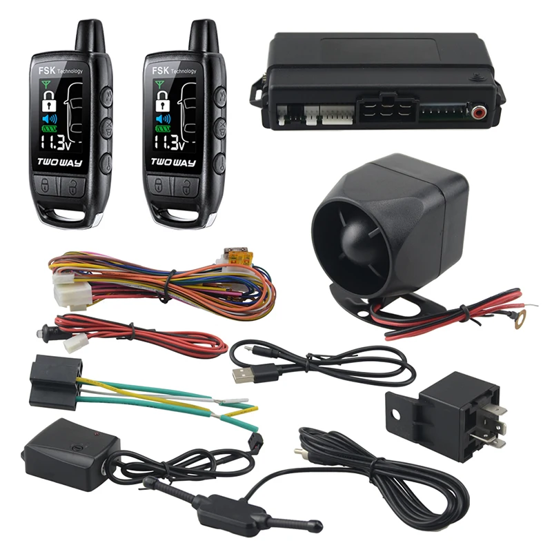 Alarme Voiture EasyGuard 2 Voies Avec Écran LCD - Capteur Ultrasons Et Choc - Universel 12V - 9