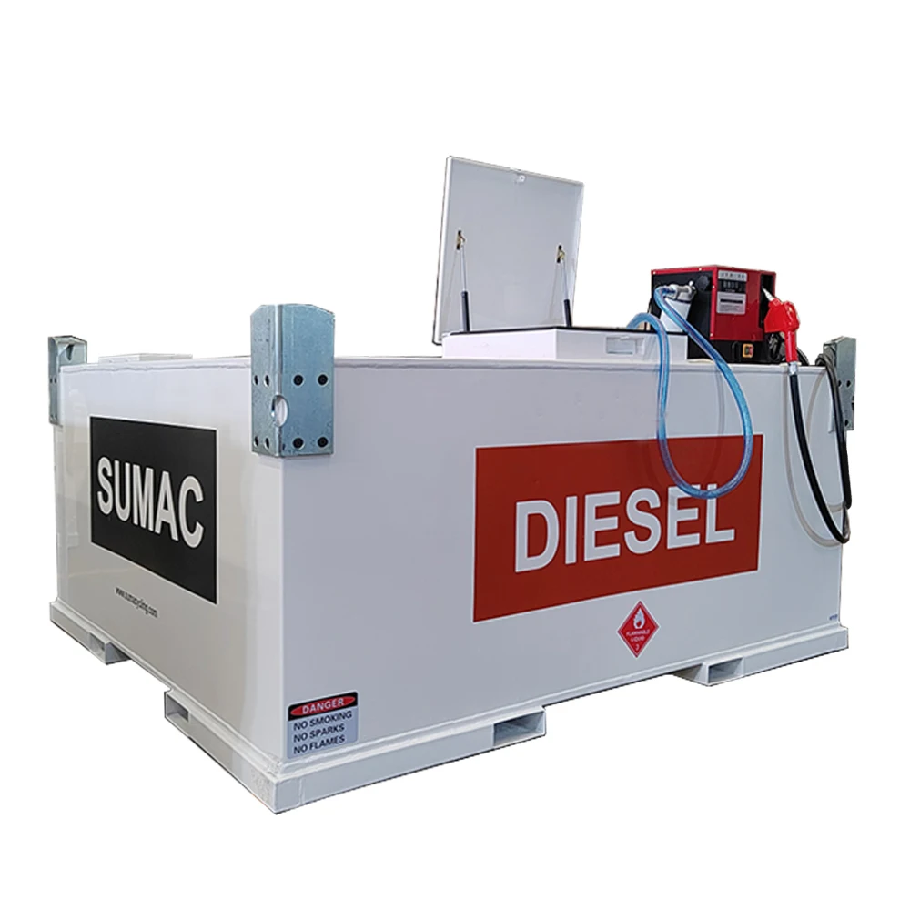 Double walled diesel gasoline cube tank with pump portable mini mobile fuel station for farm refueling