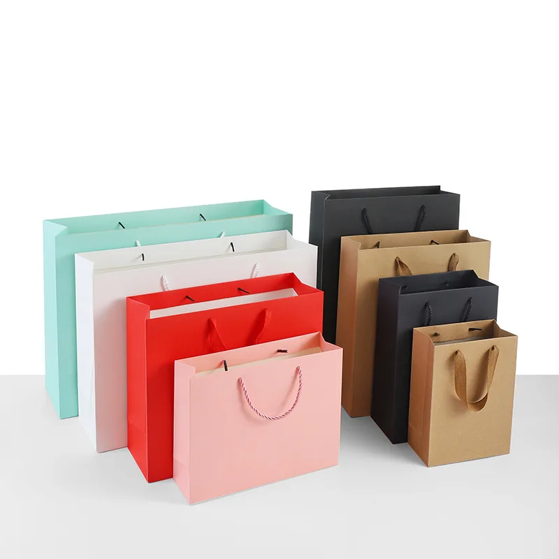 Custom Printed Shopping Kraft Paper Bag With Handle Restaurant Fast Food Takeaway Bag