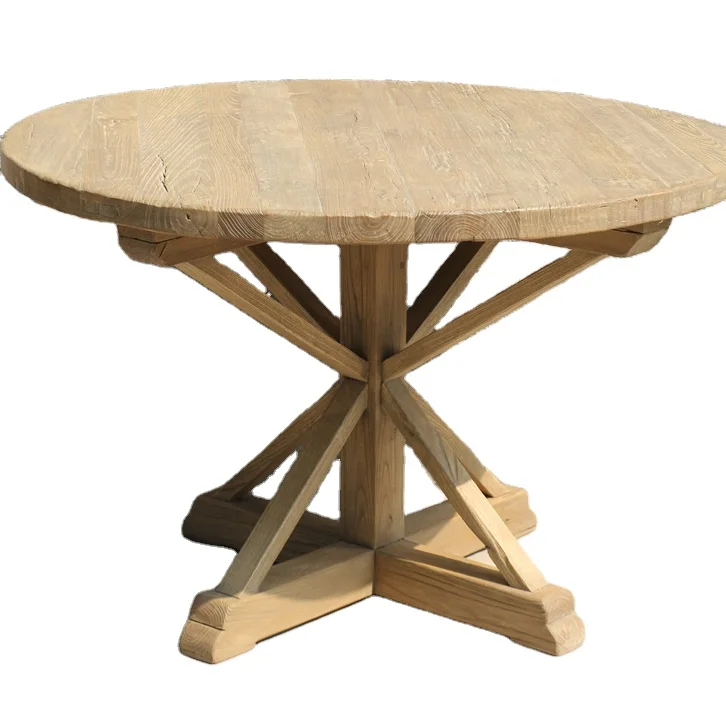 Chinese Antique Vintage Rustic Design Recycle Solid Wood Round Dining Table Buy Antique Reclaimed Wood Round Dining Table With 6 Chairs Chinese Style Solid Wood Round Dining Table Vintage Oval Recycled Wood Dining