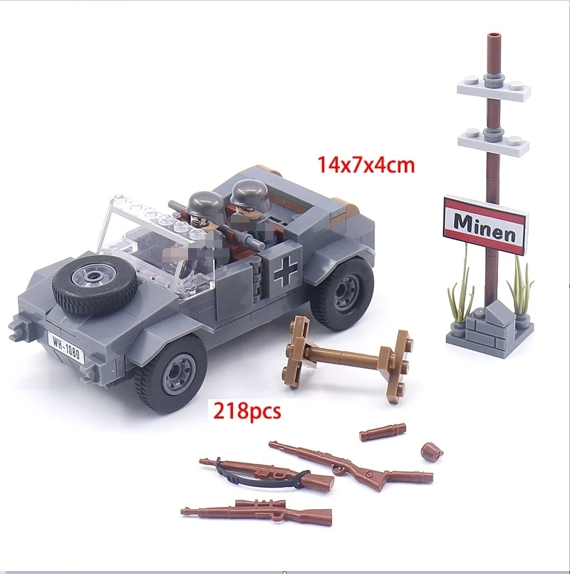 WW2 Army Weapons Model Sets Building Blocks Military Armed Vehicles DIY Assembly Bricks Toys With 2 Soldiers