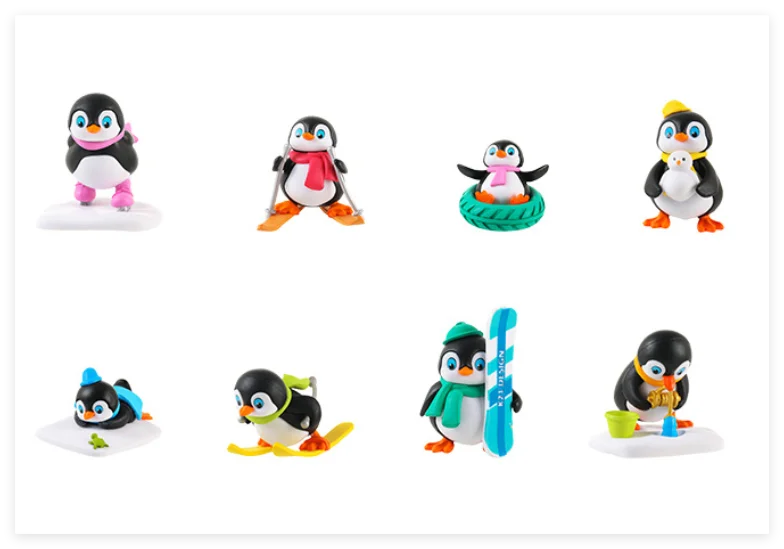NUOBESTY Set 8 Mini Pinguini Sciatori - Statuette Da Collezione In Resina Per Bonsai, Micro Paesaggi, Terrari, Portachiavi Fai Da Te - 3