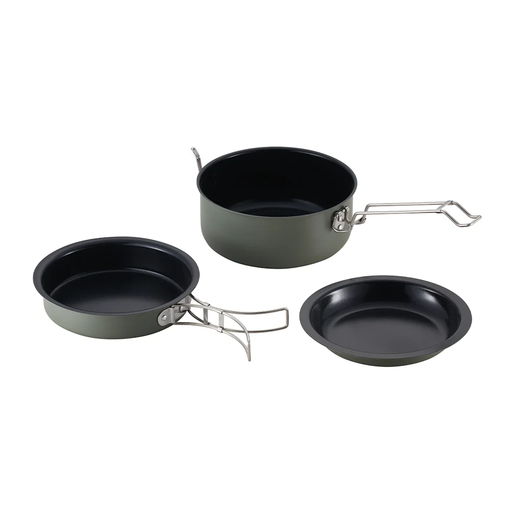 Customized 2-3 Person Aluminium Alloy Hot Sell 10Pcs Camping Cookware Camping Cooking Set