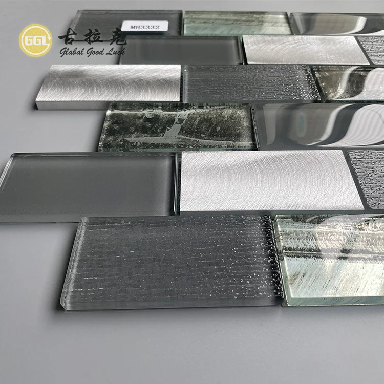 Luxury Glass Mix Metal Tiles Back Splash Kitchen Tiles Crystal Glass Mosaics