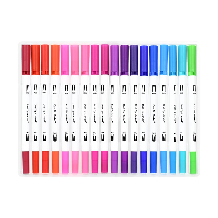 36 Colors Dual Tip Soft Brush Pens Fine Watercolor Marker Pen for Skin Glass Coloring Calligraphy Artists Beginner Painters
