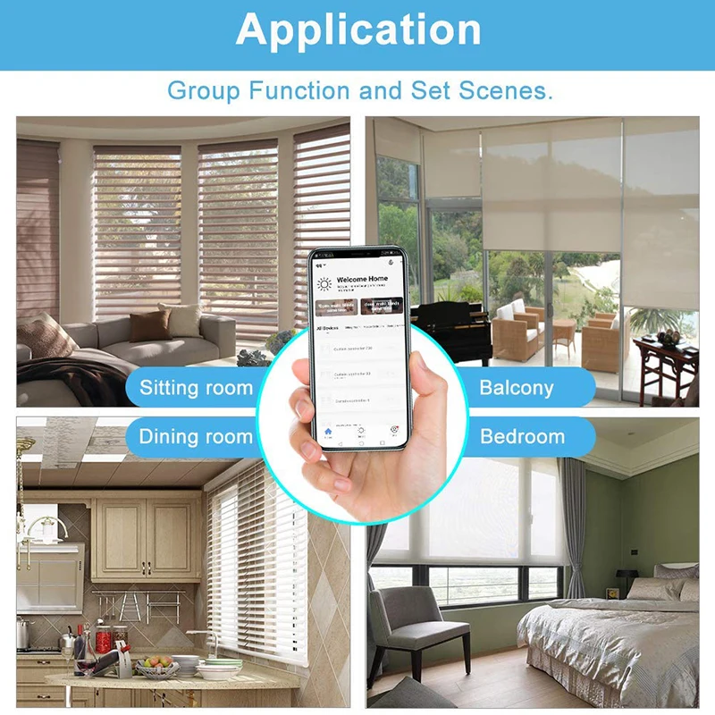 RSH Tuya Wifi Roller Shutter Motor Wireless Remote APP Voice Control Motorized Smart Blinds for Alexa Google Home