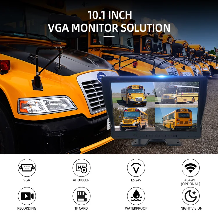 Wemaer 4CH 10.1'' Truck 1080P 4G Wifi Vehicle Car Security System Dash 4 Camara Para Auto MDVR Mobile DVR Camera for Bus factory