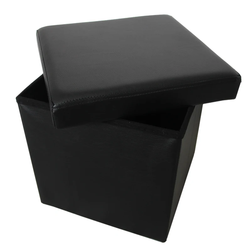 Custom Modern Design Factory Direct Sales Multifunctional Folding PVC Faux Leather Folding Storage Ottoman Stool