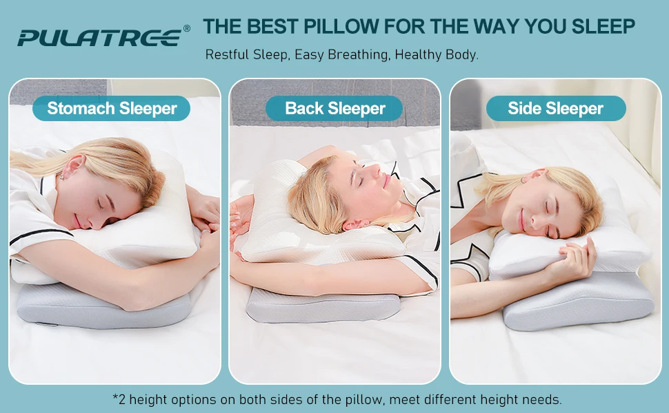 Pulatree Ergonomic Cervical Pillow For Sleeping Orthopedic Support