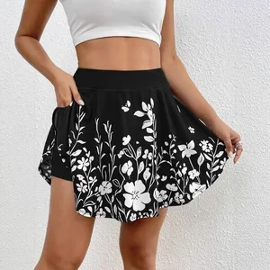 2025 Summer Women's Casual Printed Fashion Elastic Short Skirt