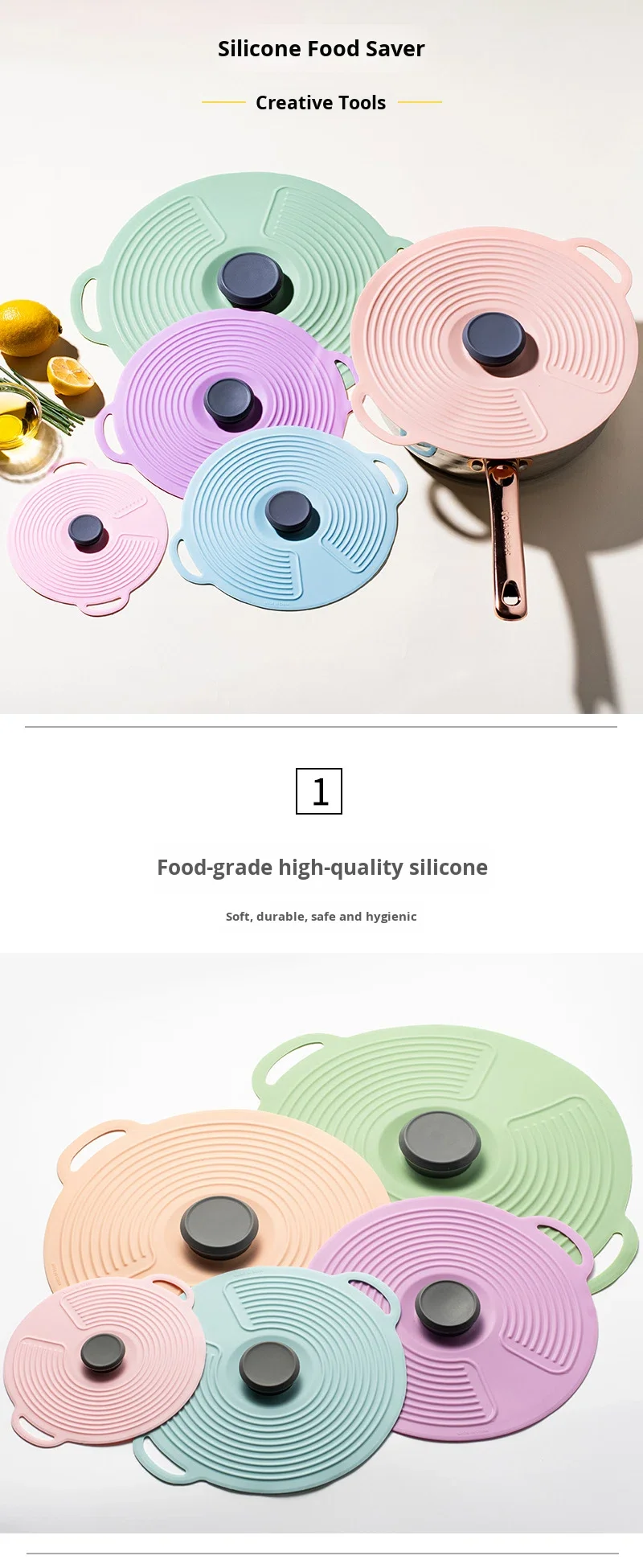 Antibacterial Silicone Cover Reusable Stretch Lids for Food Caps Universal Silicone Bowl Pot Lid Cover Pan Sealed Cookware Parts details