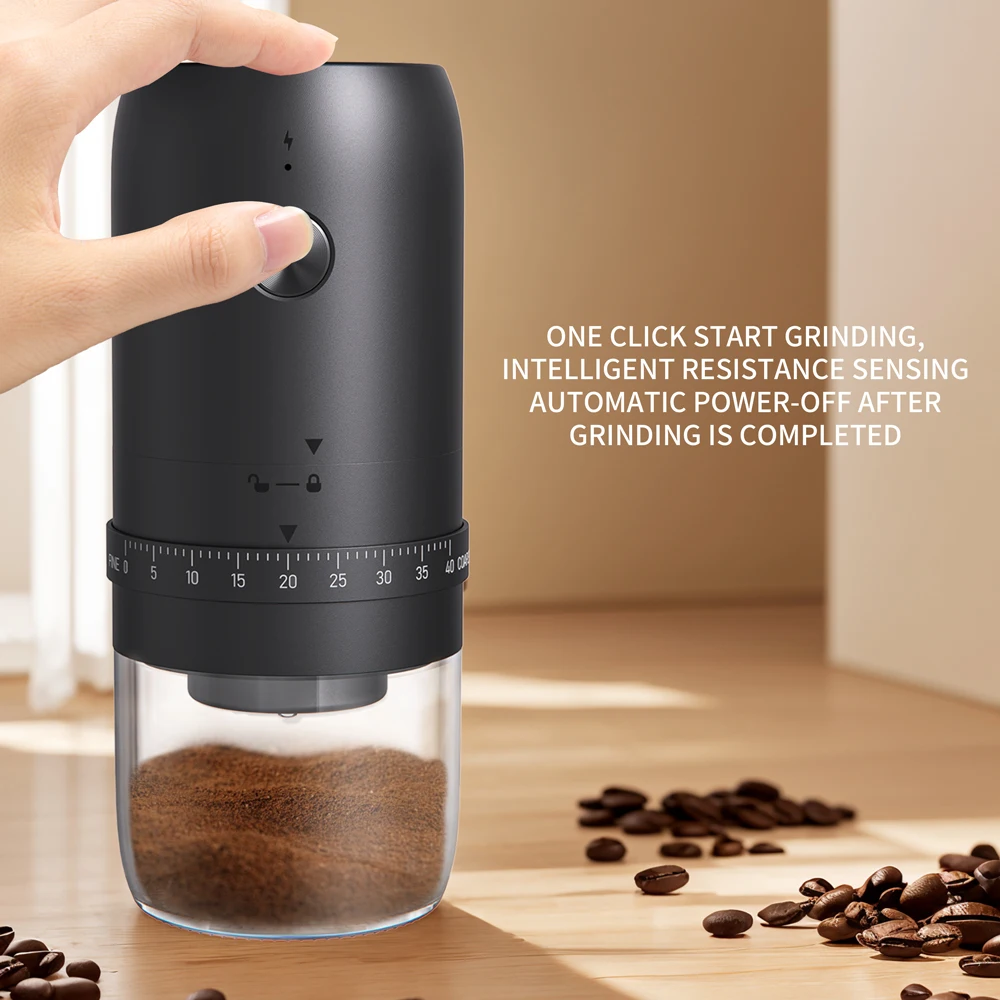 Rechargeable USB Conical Burr Coffee Grinder Portable Sustainable