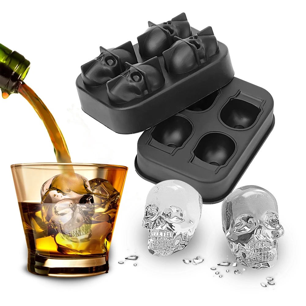witice Large Ice Cube Trays Silicone (2.5-Inches) - Whiskey Ice Cube Mold,  With Easy Release Ice Cubes for Whiskey and For Cocktail,Food Grade (Black  2 Tray) 