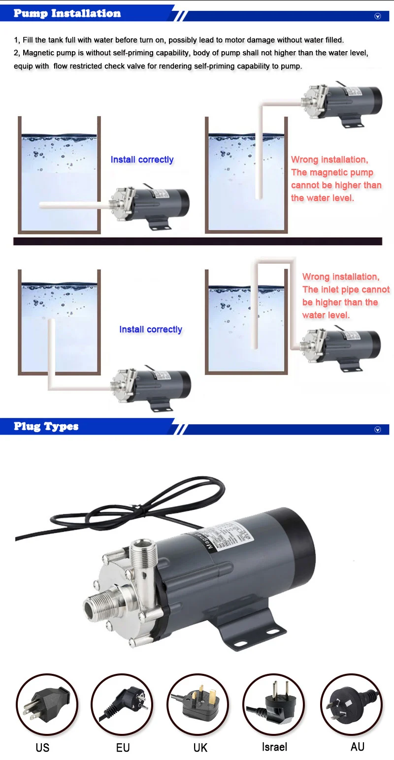 Homebrew Brewing Magnetic Water Pump Mp 15rm 220v Food Grade 304