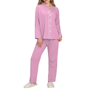 Casual Women's Sleepwear 100% Cotton Pajamas Lounge Wear Set Custom Pjs Soft Loungewear for Ladies