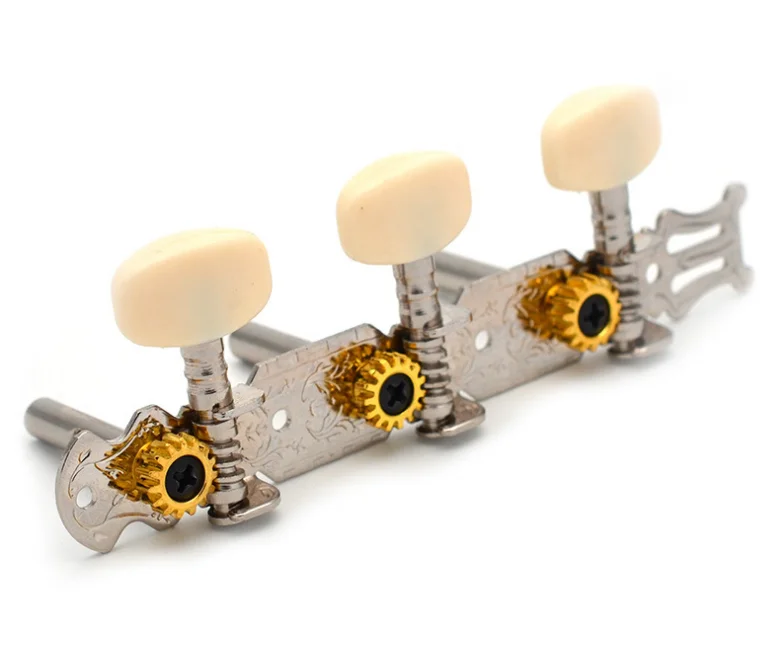 Chrome Metal Resin Handle Guitar Classical String Shaft Three-position Guitar Triple String Tuning Pegs
