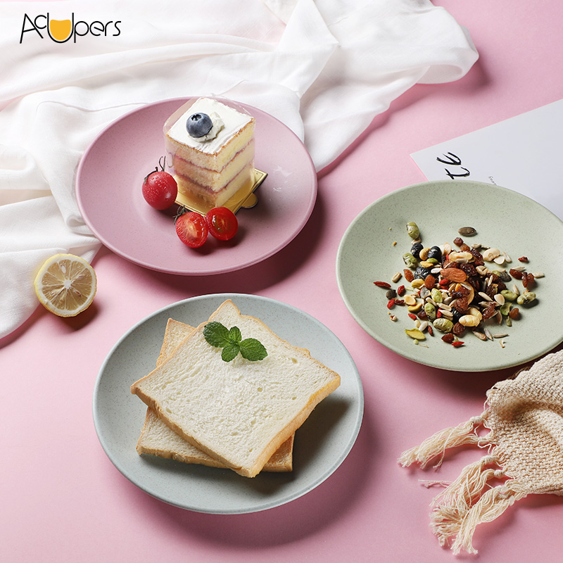 
3352J оптовая продажа экологически чистых биоразлагаемых детских салатов для ресторана Роскошная Посуда из пшеничной соломы обеденный набор посуда 