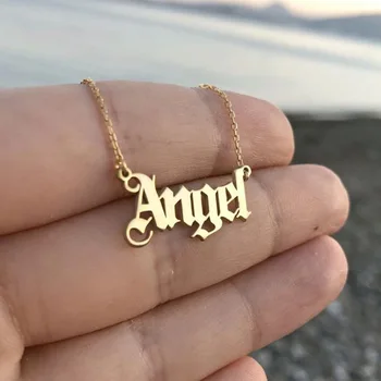 personalized angel english necklace letter pendants
