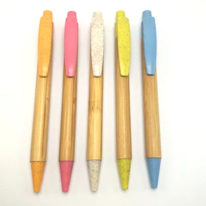 2026 Creative Environmental Protection Custom Wheat Straw Bamboo Tube Ball Pen