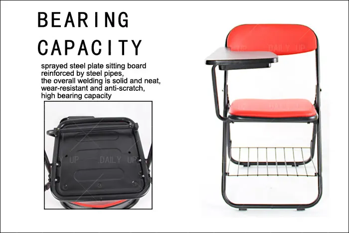 Upholstered PU Leather Training Chair With Tablet Book Holder Conference Chair folding chairs for events